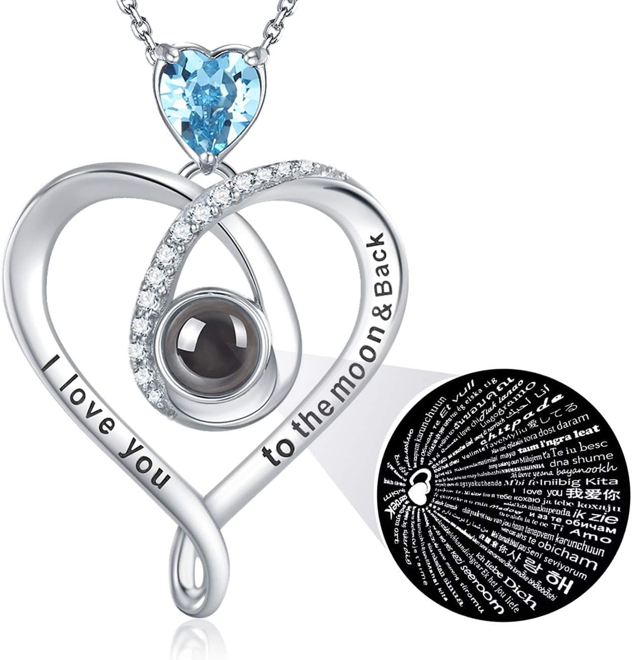 💖 Birthday Gifts for Women – October & November Birthstones Necklace | Pink Tourmaline & Blue Opal Citrine Jewelry | “I Love You” in 100 Languages | 925 Sterling Silver