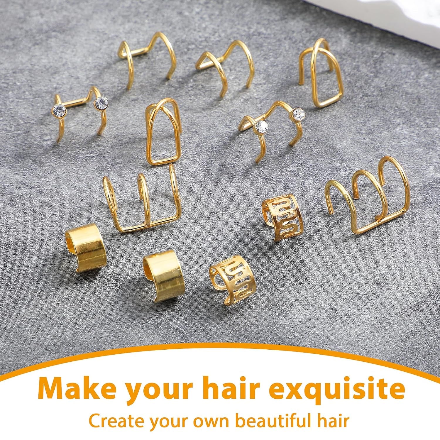 24PCS Hair Accessories Loc Jewelry – Adjustable Hair Rings & Non-Piercing Ear Clips for Braids
