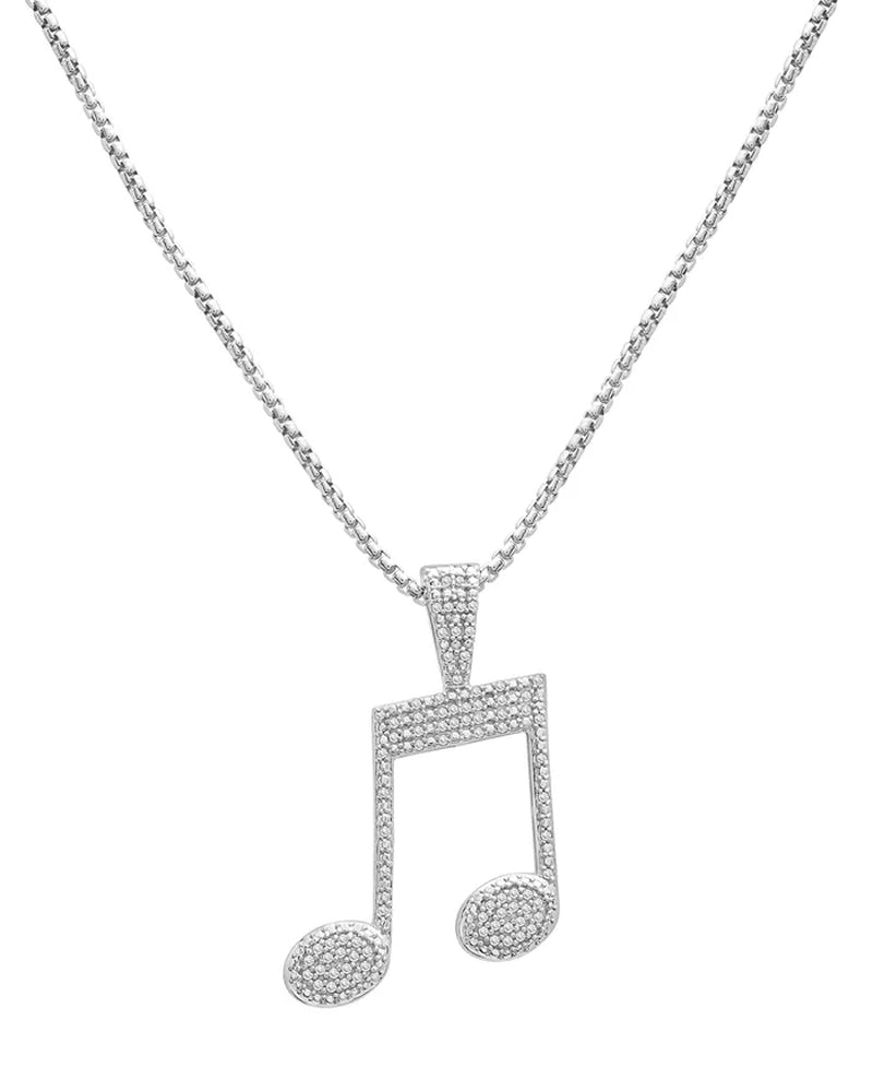 Men’s Diamond Pavé Music Note Pendant Necklace – 1/4 Ct. T.W., Sterling Silver, 22" Chain
