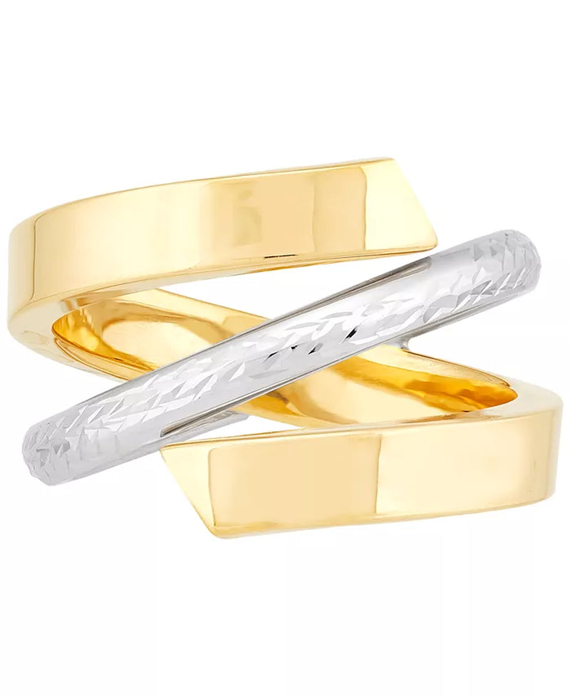 Crisscross Open Style Statement Ring – 10K Two-Tone Gold