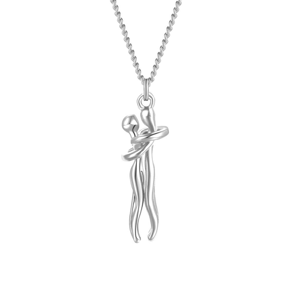 Embrace Forever Necklace – Adjustable Hugging Couple Pendant for Lovers, Romantic Gift for Him or Her