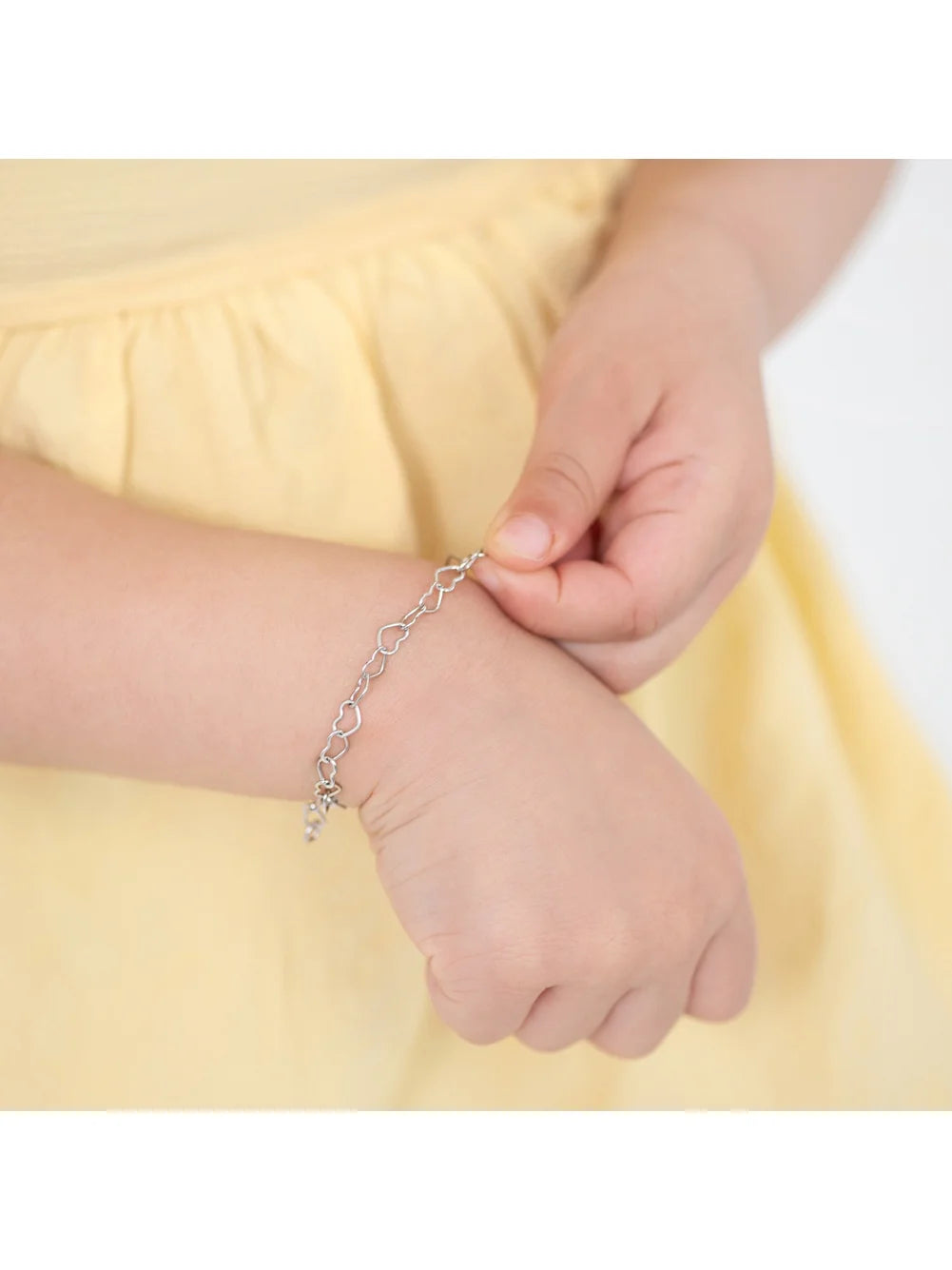 5" Heart Link Chain Baby & Toddler Bracelet – Sterling Silver Delicate Jewelry