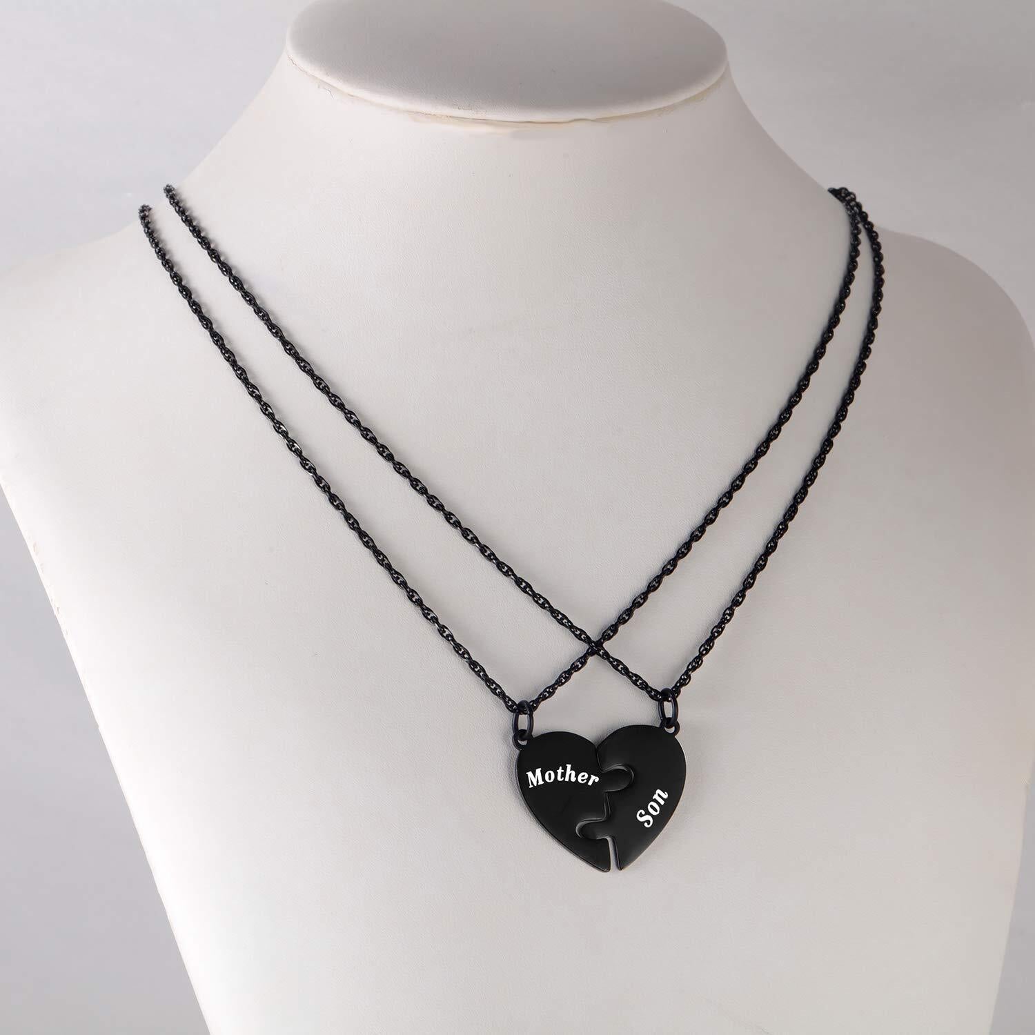 💞 Father and Daughter Heart Matching Necklace Set for 2 – Stainless Steel Pendant Necklace | Daughter to Dad Gift
