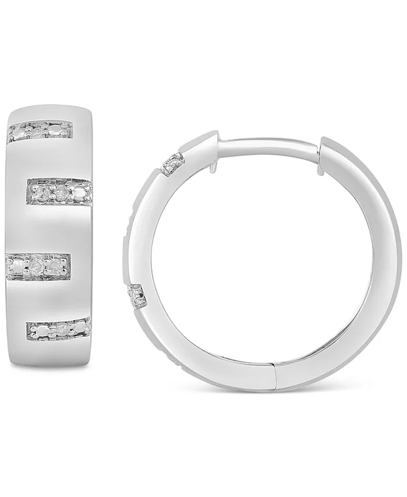 Men’s Diamond Zigzag Small Hoop Earrings (1/20 Ct. T.W.), 15mm – Also Available in Black Diamond