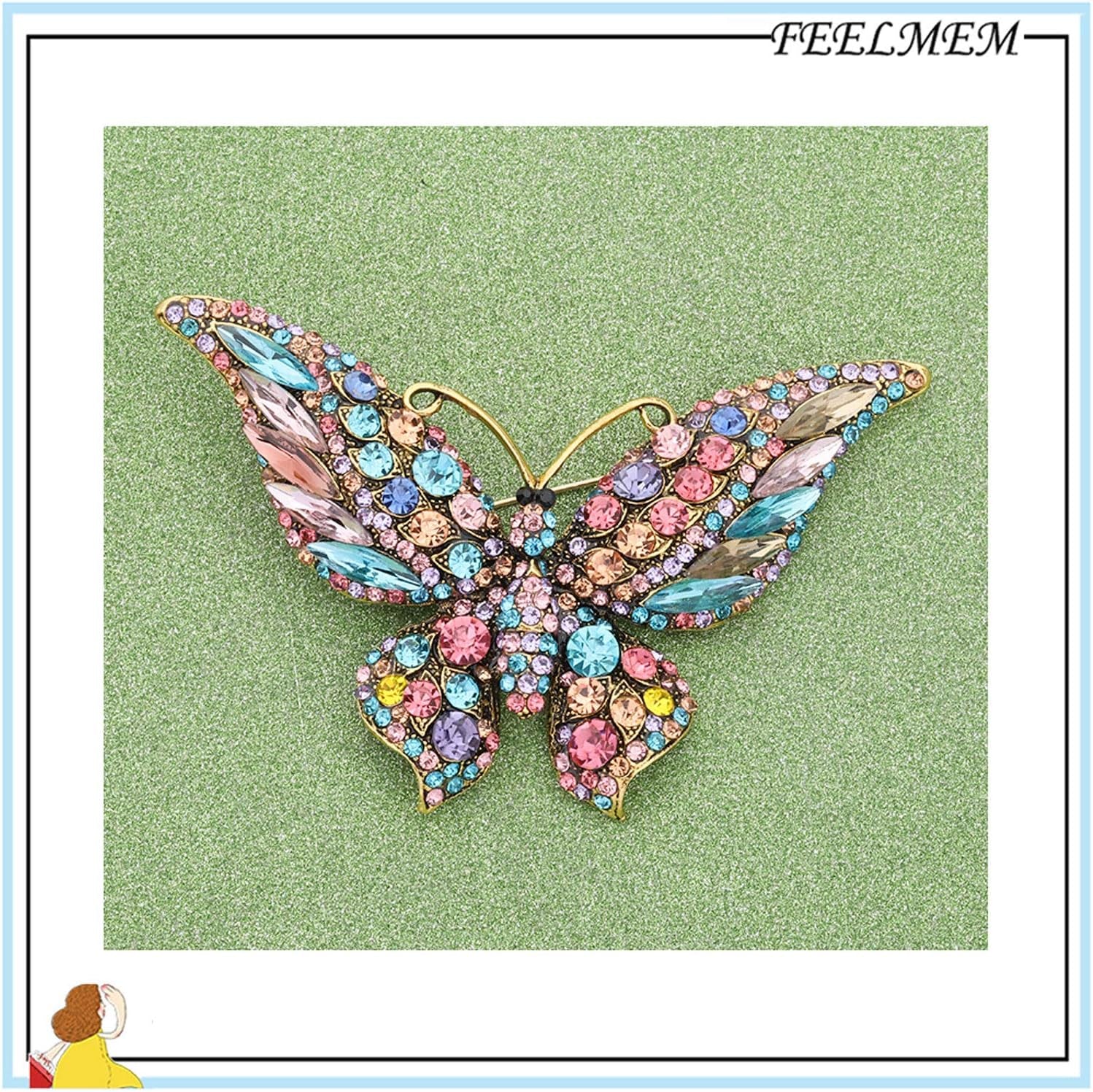 💎 Crystal Rhinestone Butterfly Brooch Pin – Blue Elegant Butterfly Brooch for Women | Wedding, Banquet & Birthday Party Jewelry Accessory