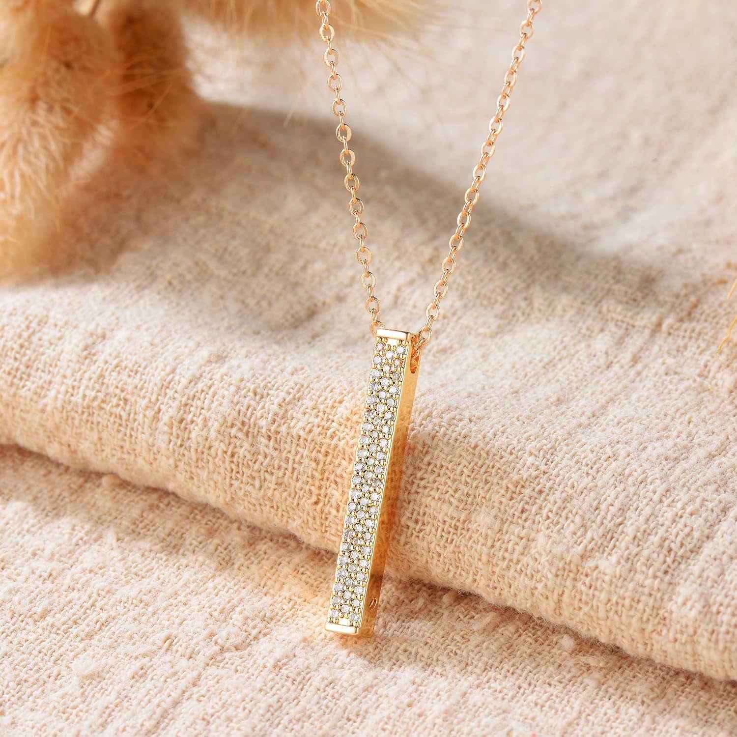 14K Gold Plated Circle Cubic Zirconia Pendant Necklace – Dainty Twist Rope Chain | Elegant Gift for Women