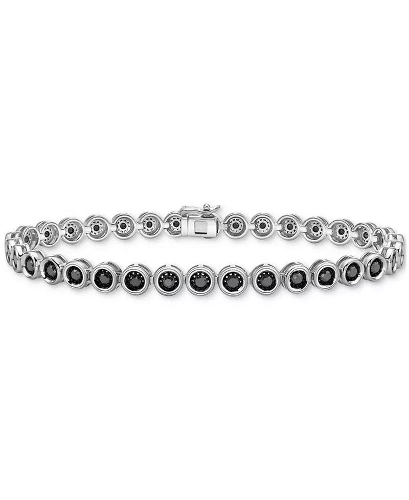 Men’s Black Diamond Tennis Bracelet – 3-1/2 Ct. T.W., Sterling Silver