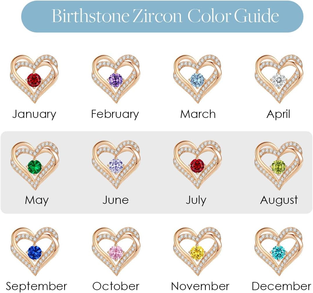 π Forever Love Heart Stud Earrings for Women β 925 Sterling Silver Birthstone Earrings | Romantic Jewelry Gift for Wife, Mom, or Her