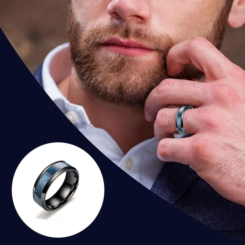 12Pcs 8mm Stainless Steel Fidget Spinner Rings Set – Anxiety Relief Chain Rings with Dragon Pattern for Men & Women (Sizes 7–11)