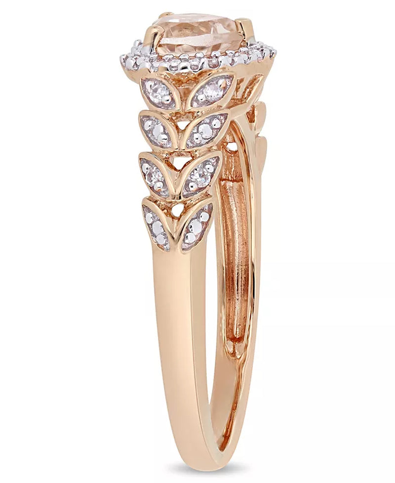 Morganite & Diamond Halo Heart Ring – 1/2 Ct. T.W. Morganite, 1/20 Ct. T.W. Diamond, 10K Rose Gold