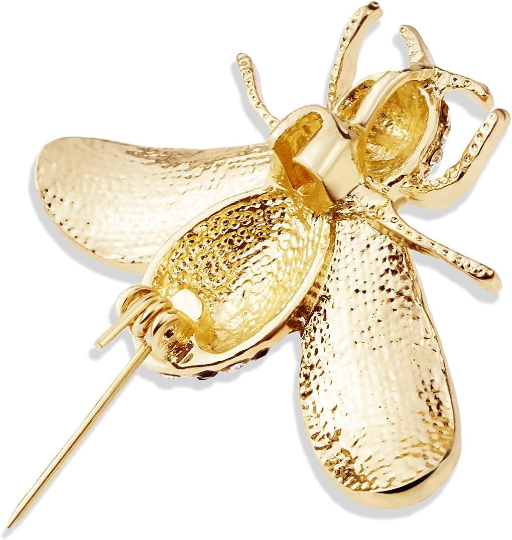 Bumble Bee Crystal Brooch – Sparkling Insect Animal Pin Badge for Women