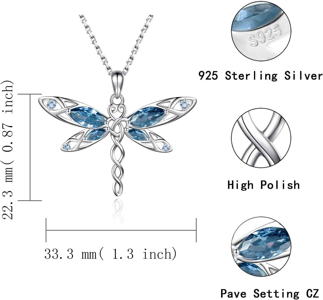 🐉 Sterling Silver Dragonfly Necklace for Women