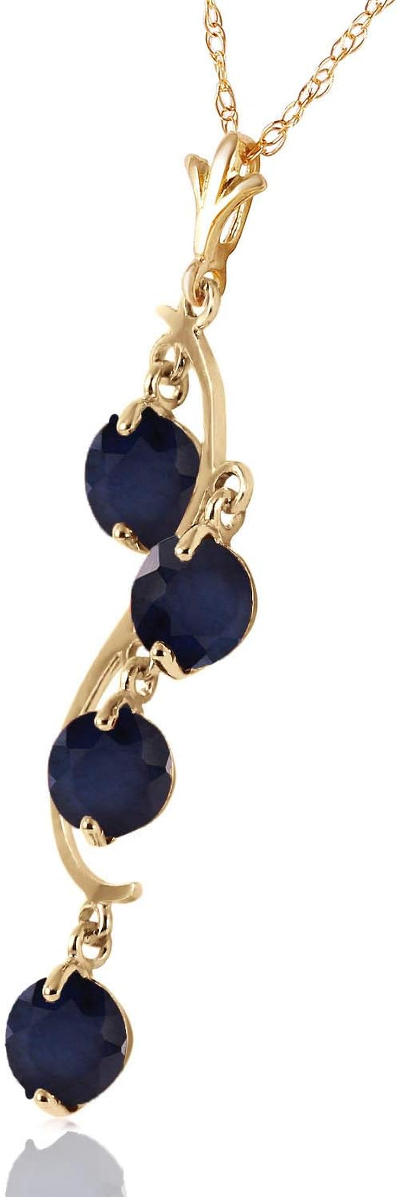 14K Yellow Gold Natural Blue Sapphire Drop Pendant Necklace – Elegant Women’s Jewelry