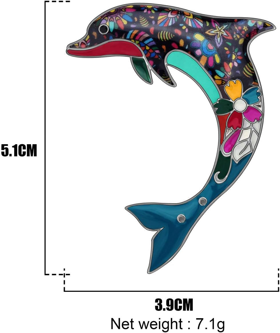 🐬 Cute Floral Enamel Dolphin Brooch – Dainty Pin for Women & Girls