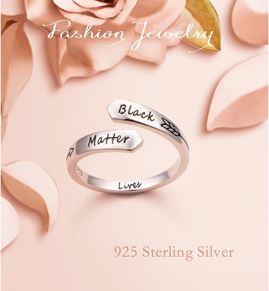 Inspirational Adjustable Ring for Women – 925 Sterling Silver Spiral Wrap "I Am Enough / Keep Going" Engraved Encouragement Jewelry