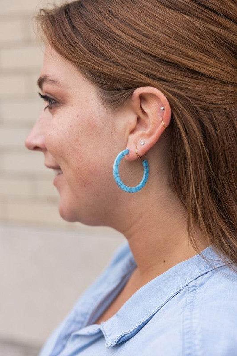 Camy Hoops – Vibrant Turquoise Hoop Earrings, Lightweight & Stylish