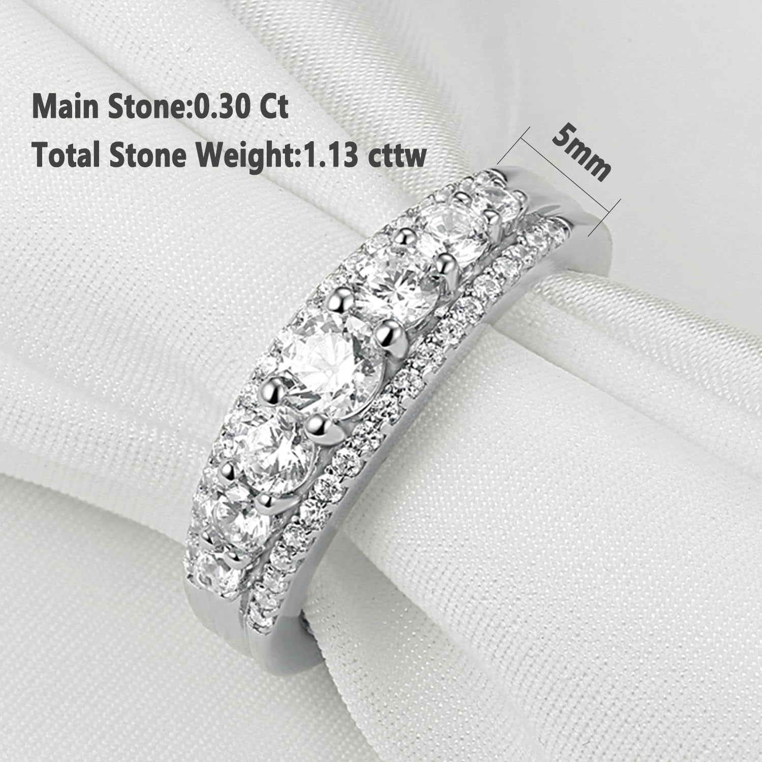 Eternity Wedding Band for Women – 1.13Ct Round AAAAA White CZ – 925 Sterling Silver Ring, Sizes 4-13