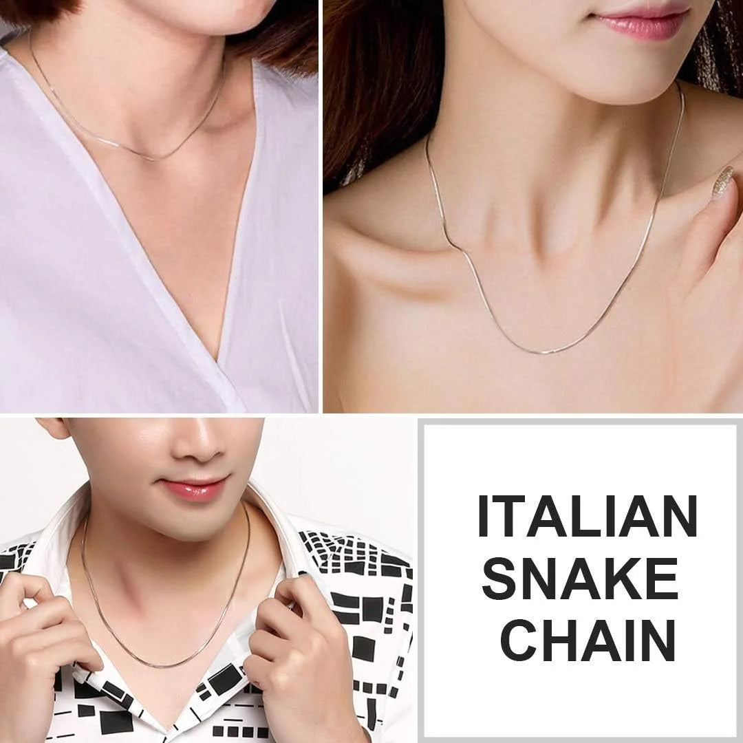 1.0mm Thin Stainless Steel Snake Chain Necklace – Silver Tone, Lobster Clasp, 18"–30" Unisex Jewelry Gift for Men & Women