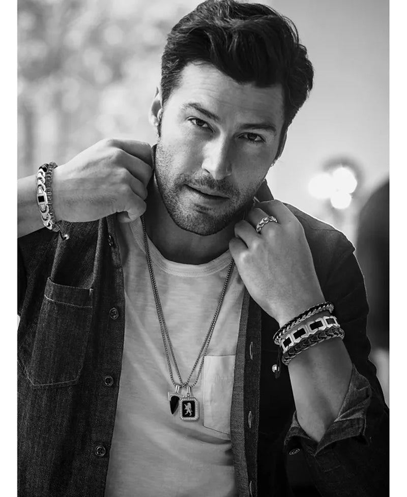 Men’s Crest of Bohemia Diamond Pendant Necklace – 1/2 Ct. T.W. in Sterling Silver | 24" + 2" Extender Chain