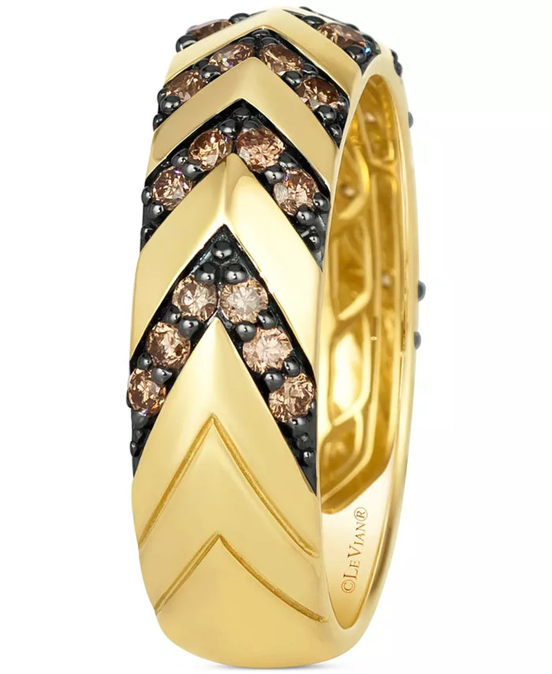 Chocolatier® Men’s Chocolate Diamond Chevron Band in 14K Gold (3/4 Ct. T.W.)