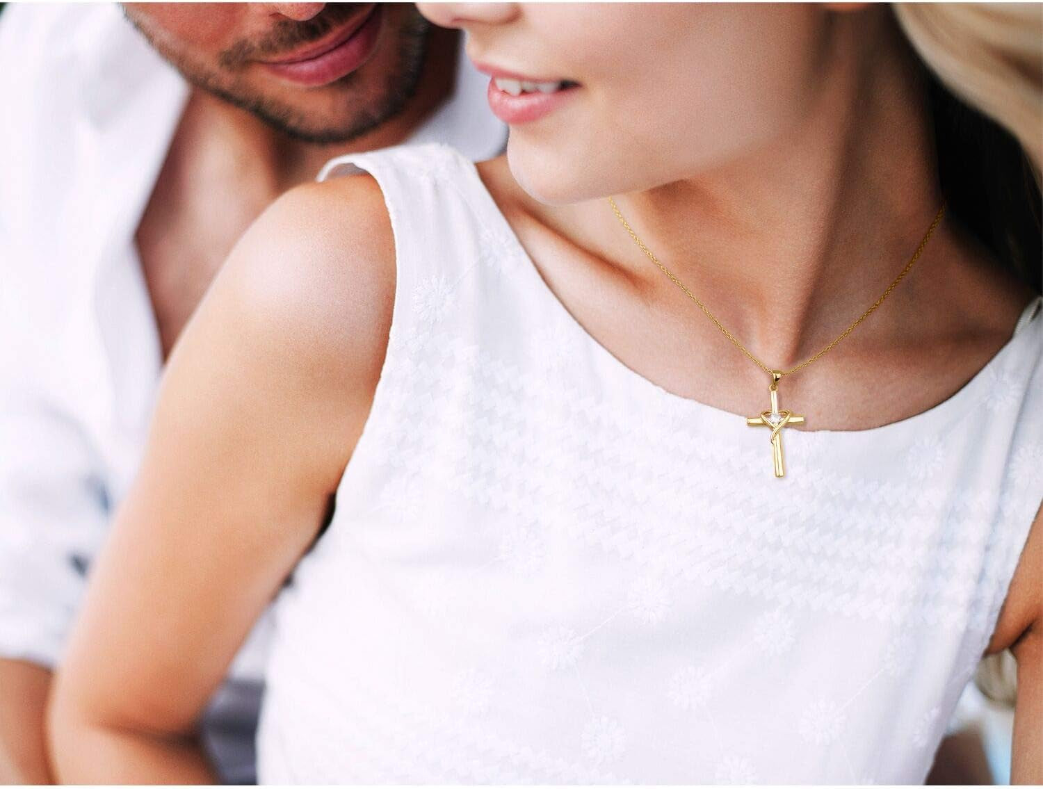 925 Sterling Silver Cross Necklace for Women Men 5A CZ Birthstone Necklaces 14K Gold Plated or Rose Gold Necklace for Easter or Mother&