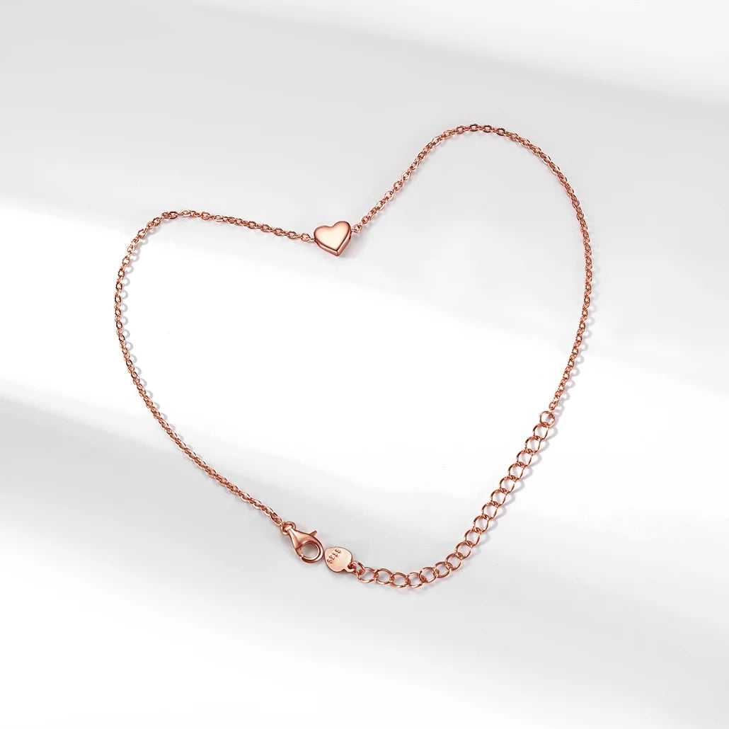 🌹 Rose Gold Plated Heart Anklet for Women