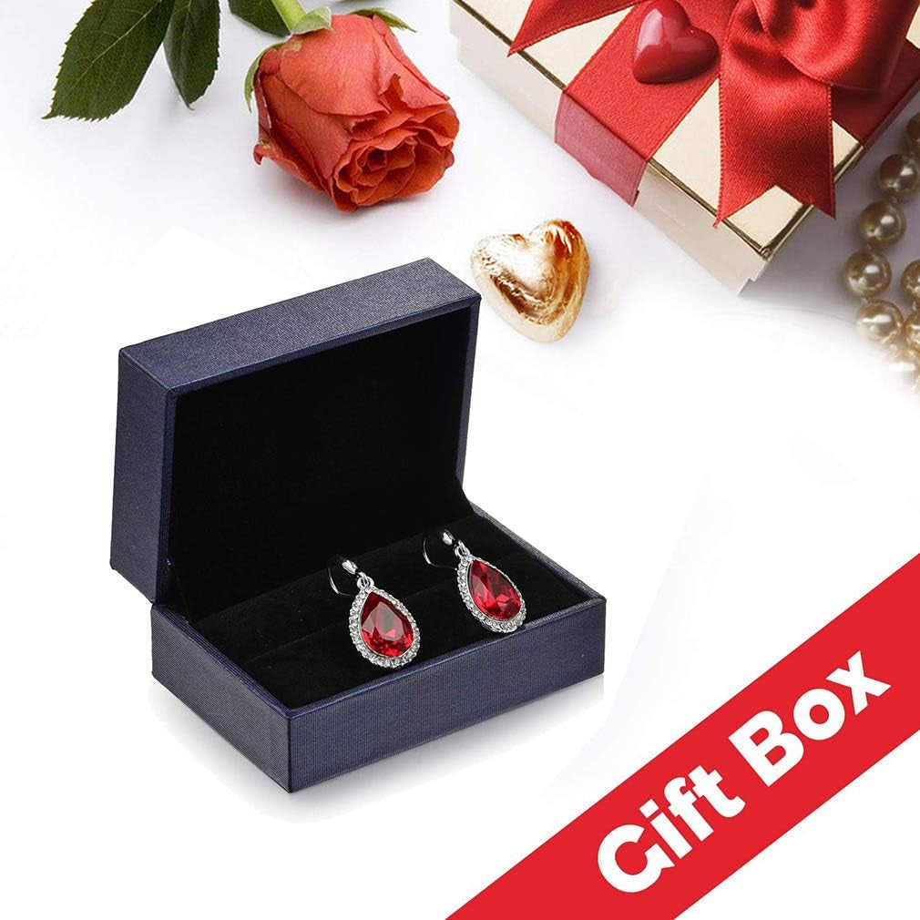 Austrian Crystal Halo Teardrop Dangle Earrings for Women – 14K Rose Gold Plated, Hypoallergenic Jewelry