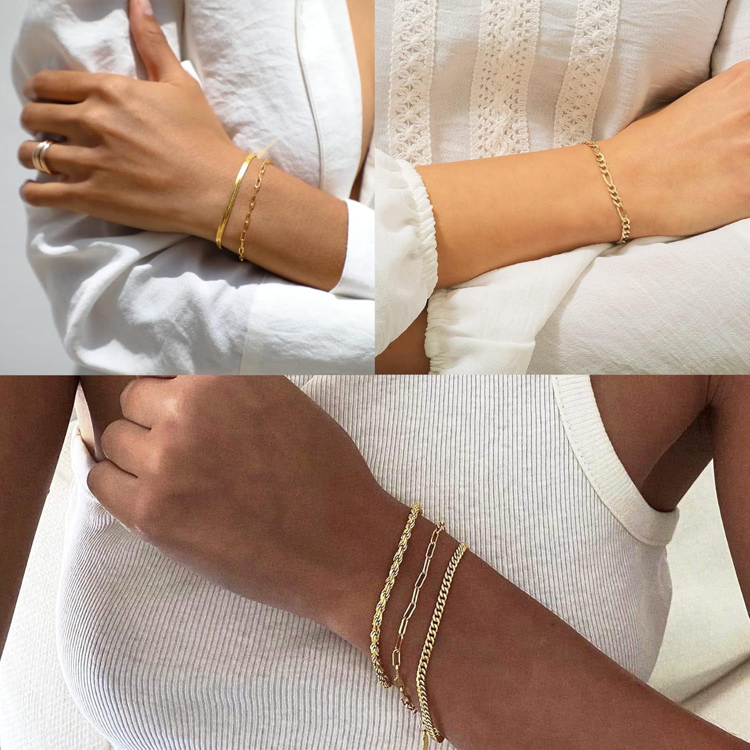 DEARMAY 14K Real Gold Waterproof Bracelets for Women – Elegant Jewelry Set