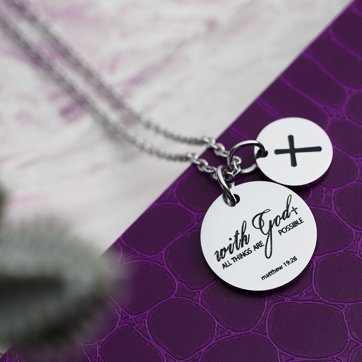 Bible Verse Necklace with Cross Charm – Confirmation Pendant Gift, Scripture Jewelry for Women