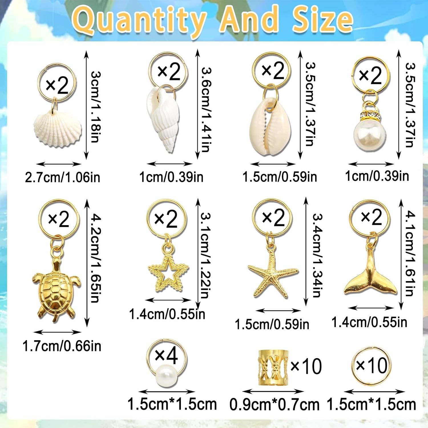 40PCS Shell Hair Jewelry Set – Gold Braids Clips, Starfish, Pearl & Seashell Hair Accessories for Women