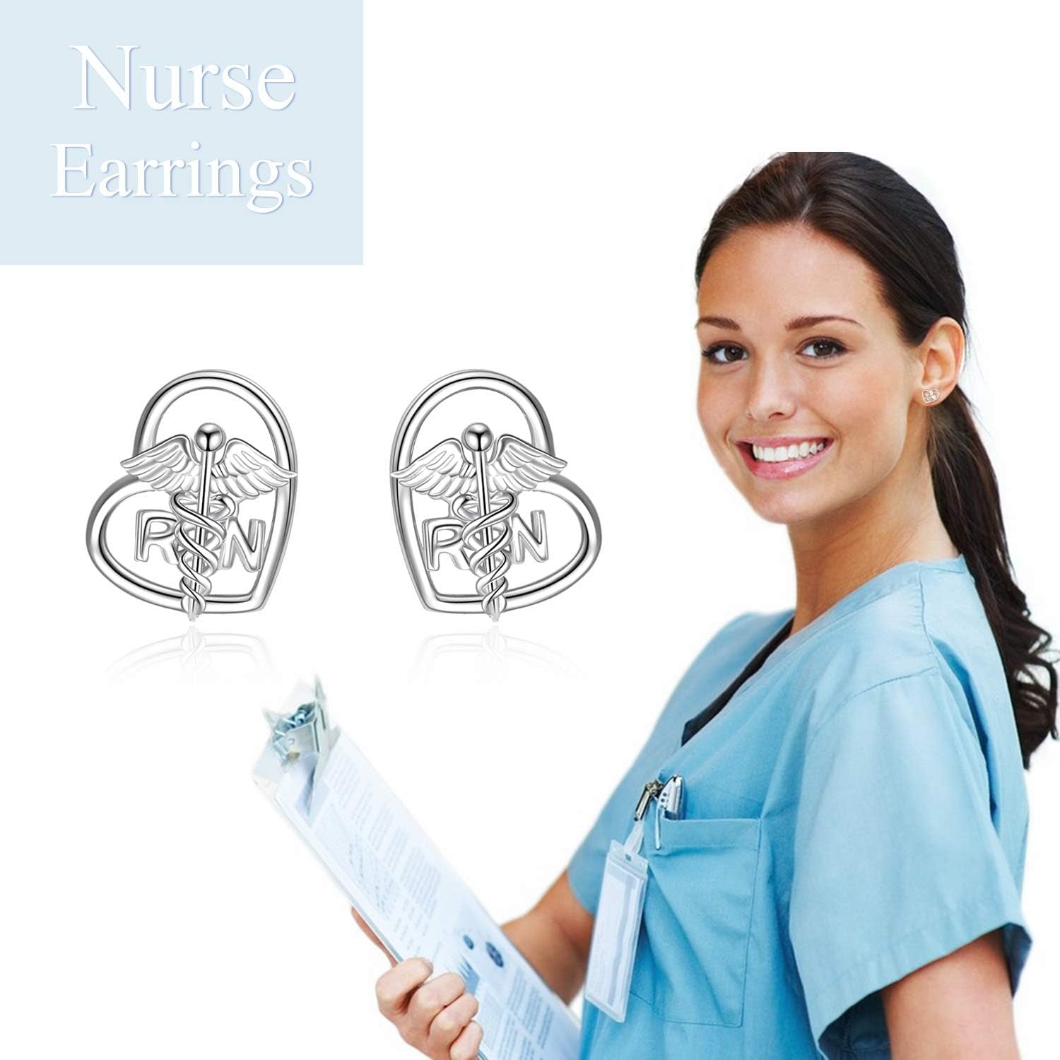 Nursing Themed Stud Earrings – Sterling Silver Jewelry Gift for Nurses