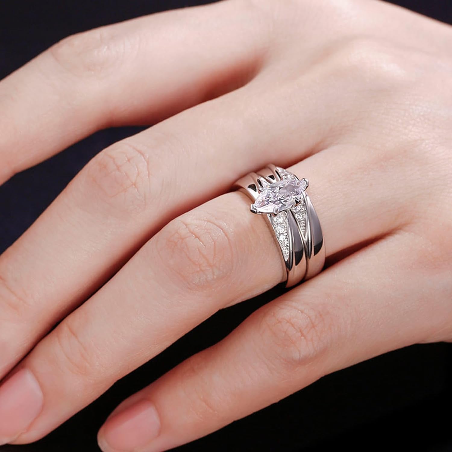 Bridal Wedding & Engagement Ring Set for Women – 925 Sterling Silver with 1.6Ct Center Stone + 0.32Ct Side Accents