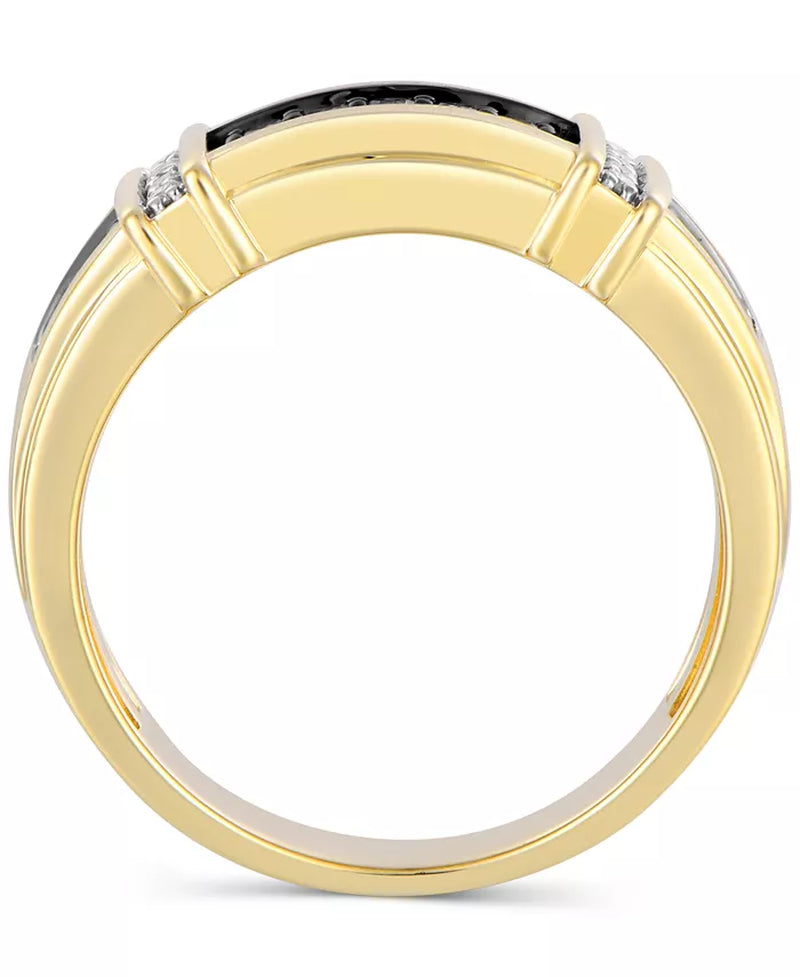 🖤 Men’s Black & White Diamond Ring (1/2 Ct. T.W.) in 10K Gold