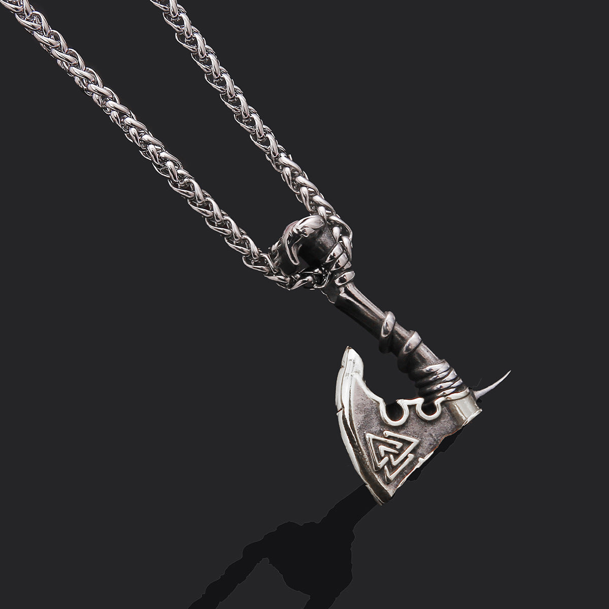 Men’s Stainless Steel Axe Pendant Necklace – Titanium Steel Orchid Chain Jewelry