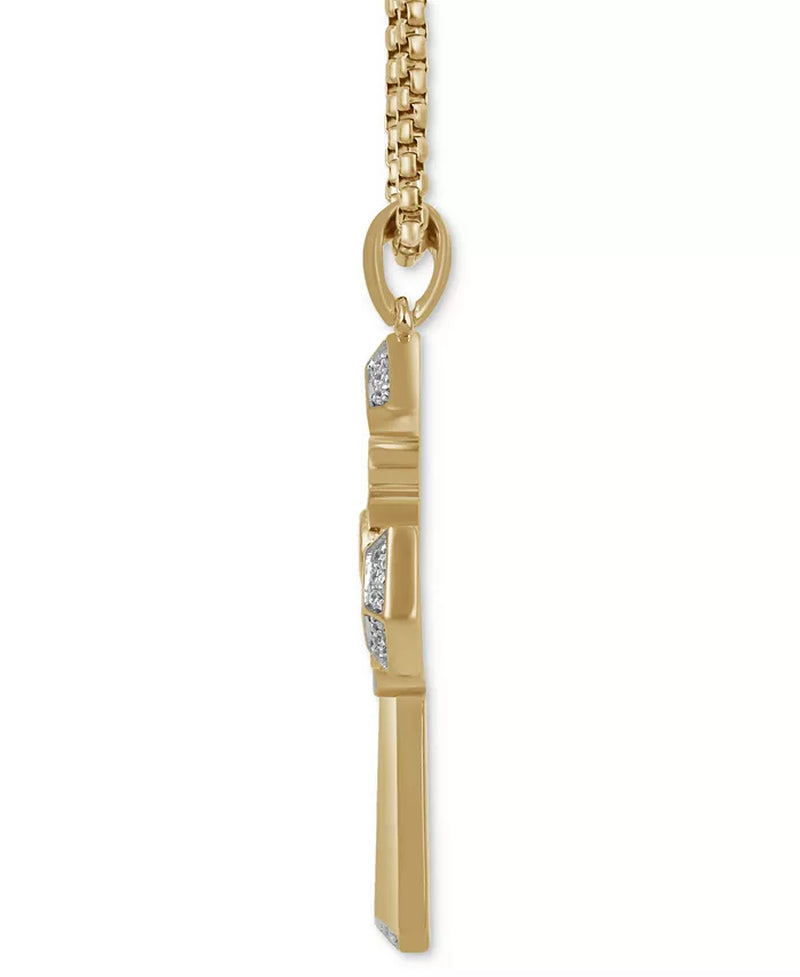 Men’s Diamond Cross Pendant Necklace – 1/2 Ct. T.W., Sterling Silver & 18K Gold-Plated, 22" Chain