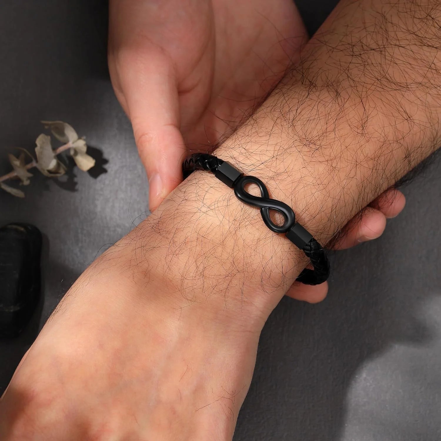 Leather Bracelet for Men & Teens – Engraved Infinity Knot “Love You Forever” Gift for Son, Dad, Grandpa, Husband