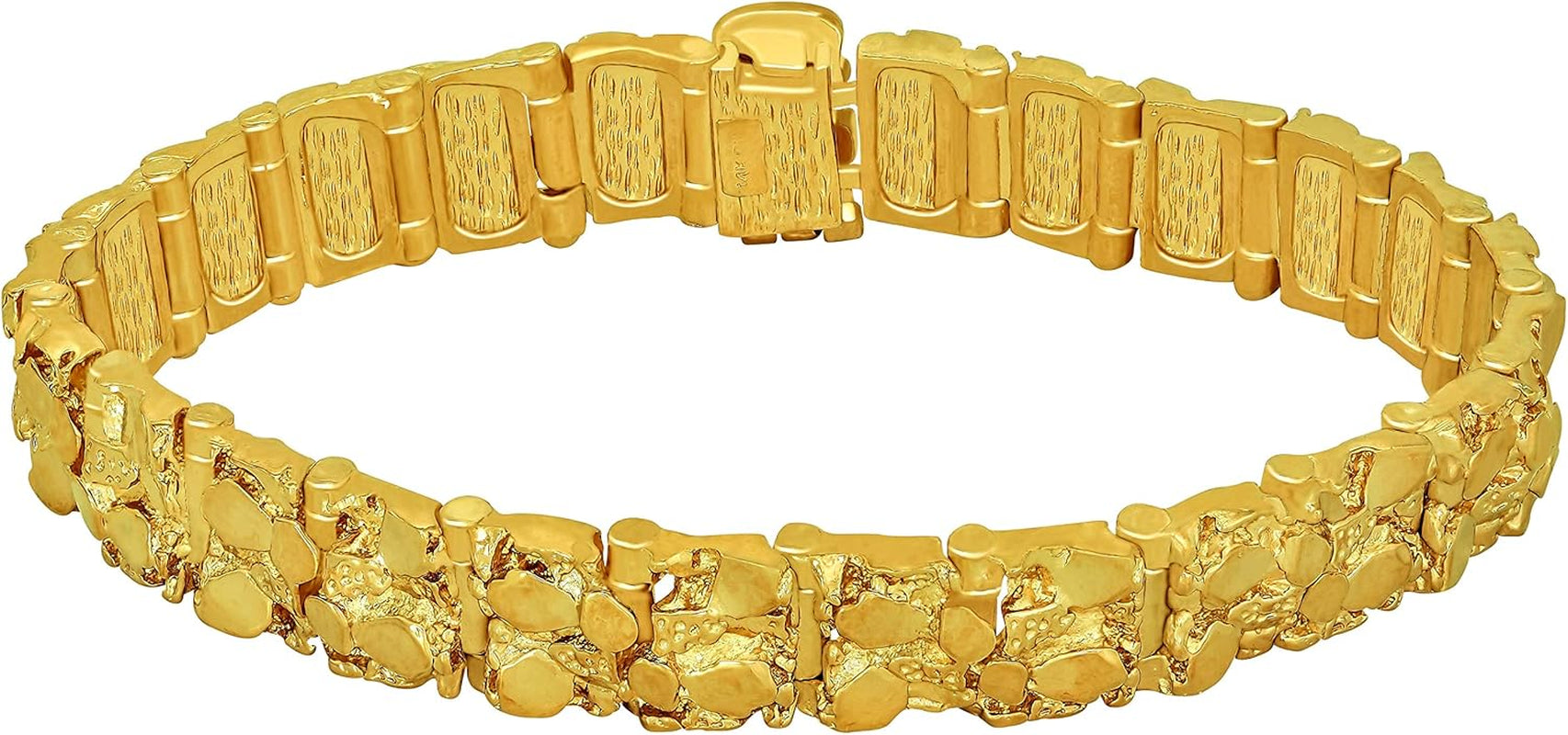 13mm Rugged Nugget Link Bracelet – 24K Gold Plated, Unisex
