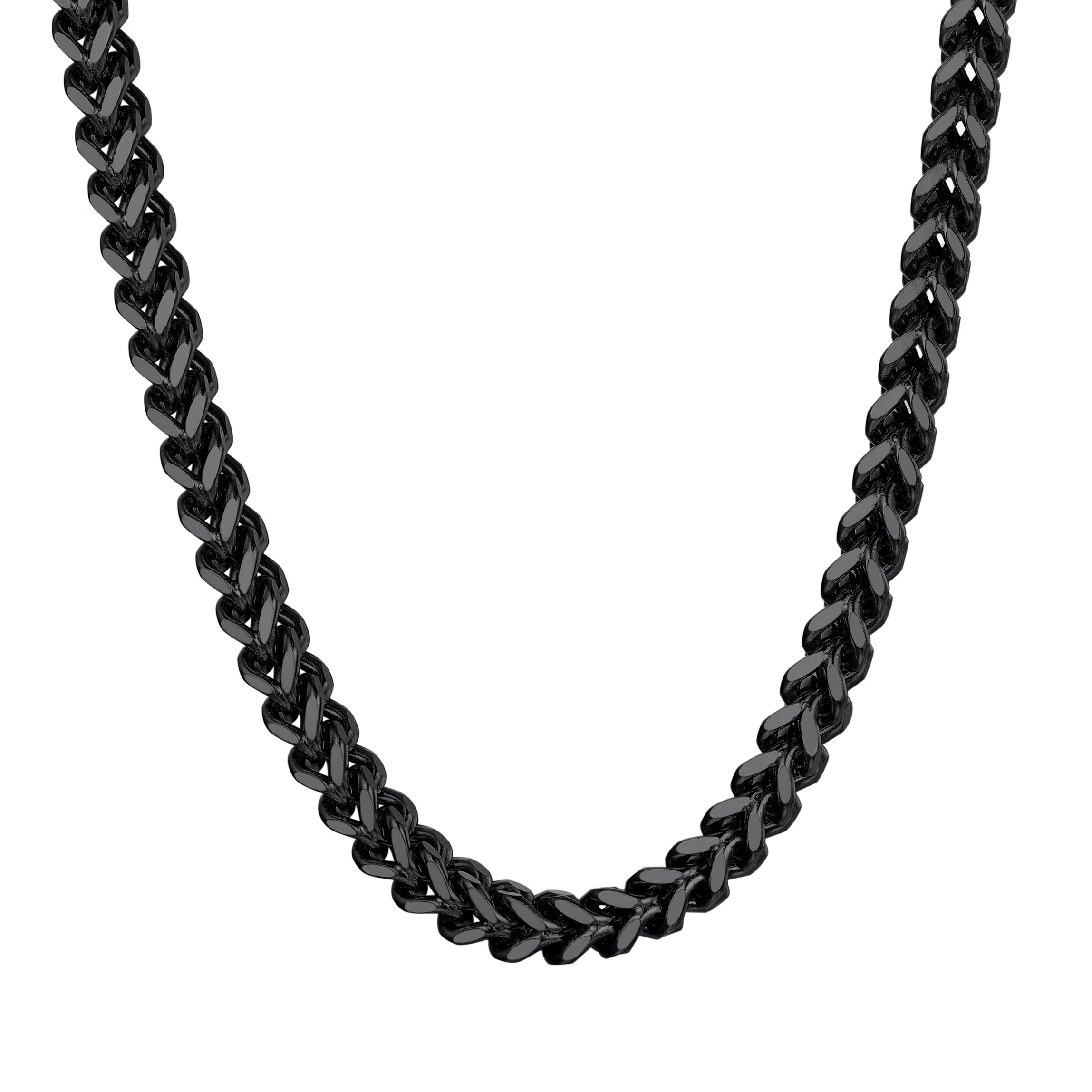 🖤 Men’s Franco Link Chain Necklace – 22” Black 316L Stainless Steel Jewelry