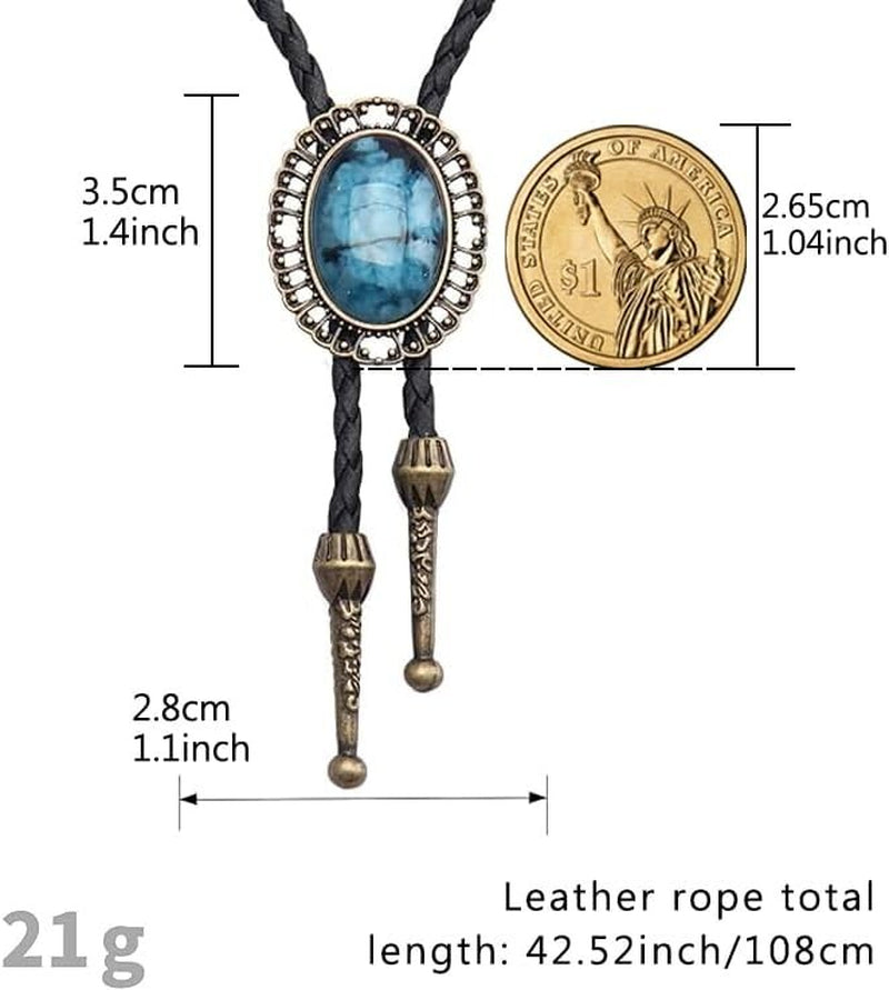Western Leather Bolo Tie – Native American Style Adjustable Cowgirl Necklace