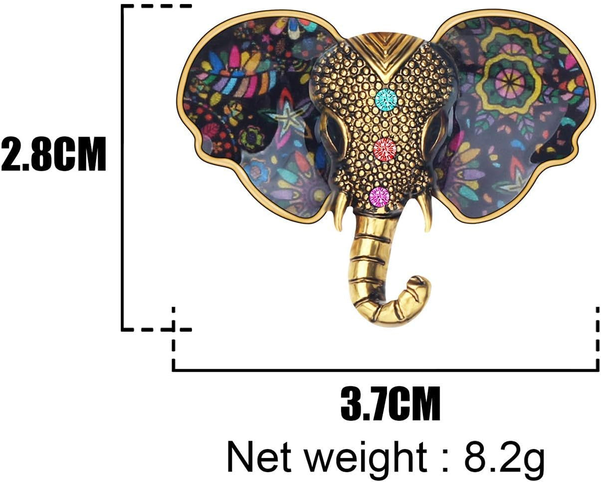 Metal Enamel Shiny Rhinestone Elephant Brooch – Elegant Animal Pin for Women & Teens