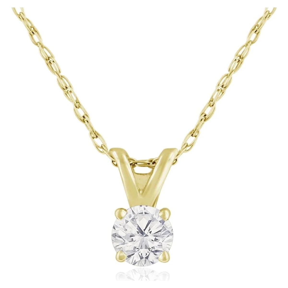 14K Yellow Gold 1/6 Ct Diamond Solitaire Necklace – 18" Women’s Pendant