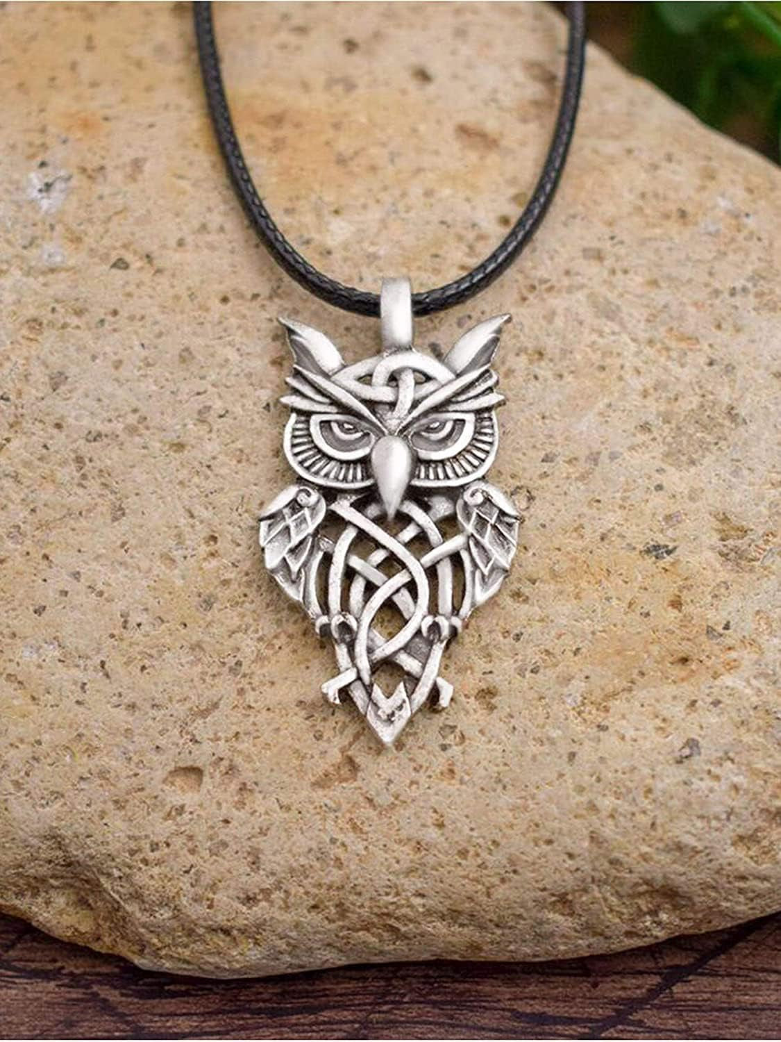 Antique Owl Necklace – Animal Totem Pendant Jewelry Gift for Men & Women