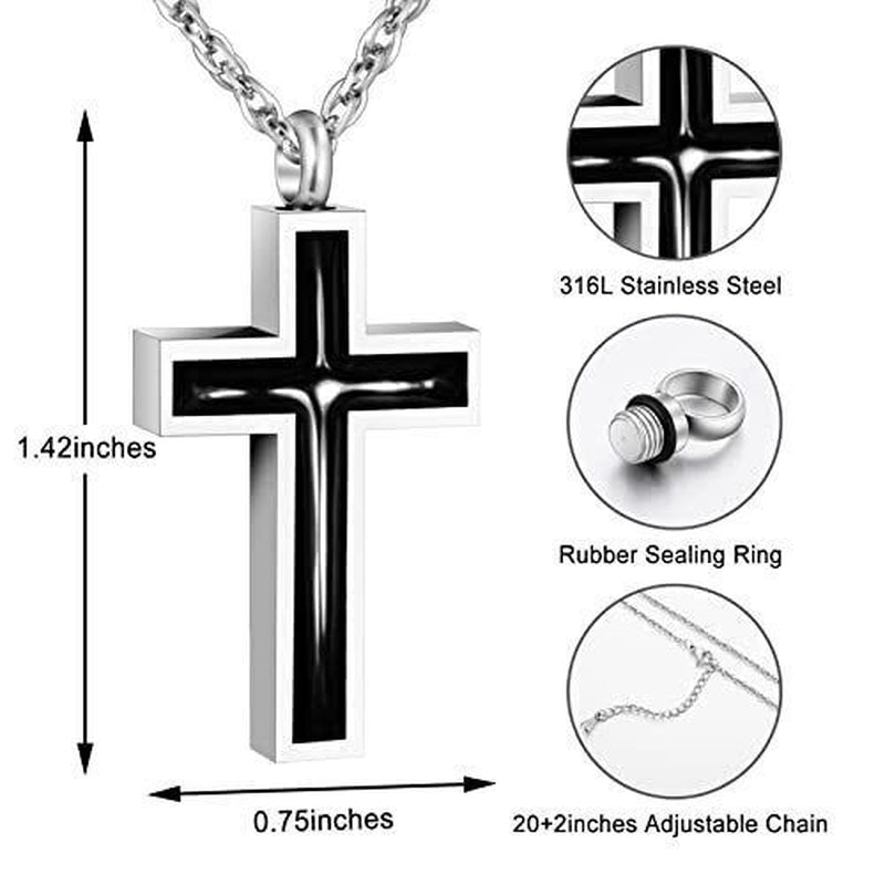 Cross Ashes Necklace – Cremation Memorial Jewelry for Human Ashes