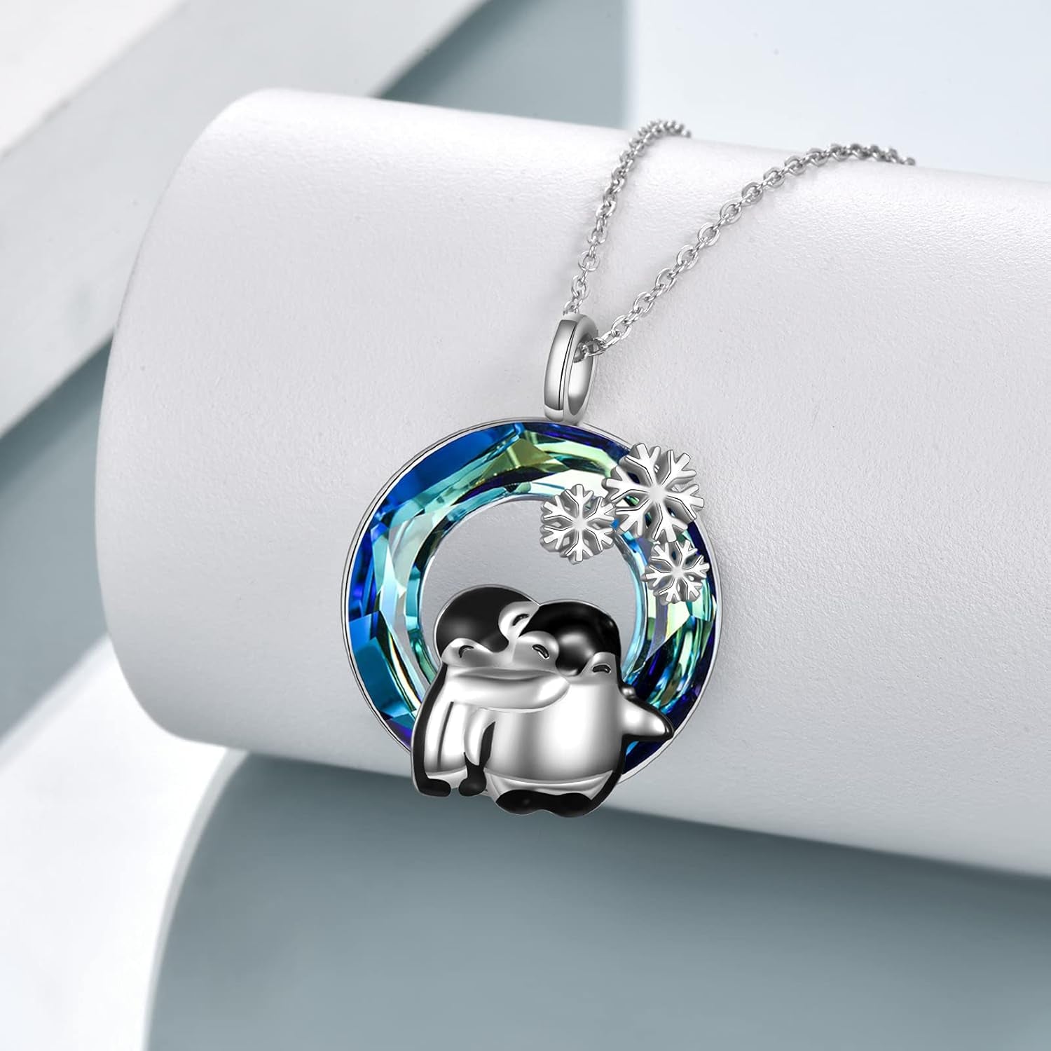 Sterling Silver Hugging Penguins Necklace – Adorable Penguin Jewelry Gift for Women