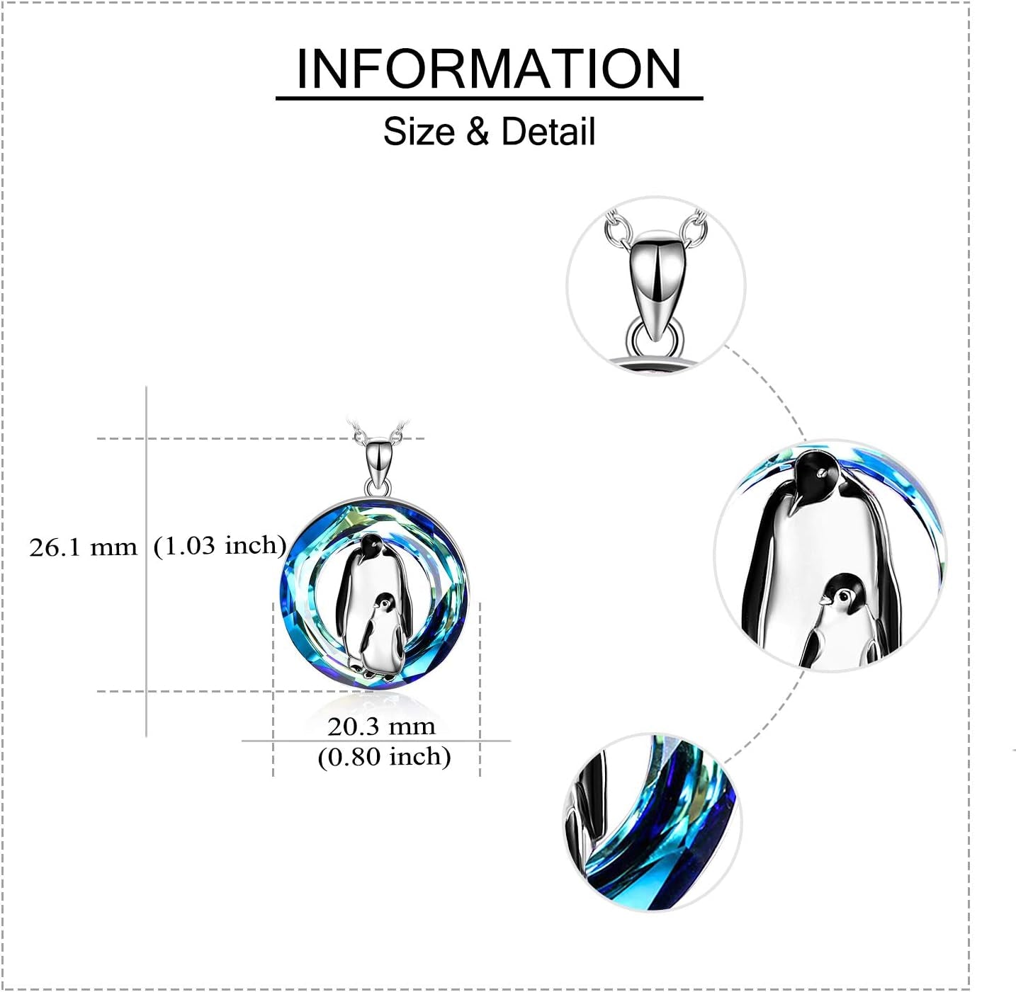 Crystal Penguin Mother & Baby Pendant Necklace – 925 Sterling Silver