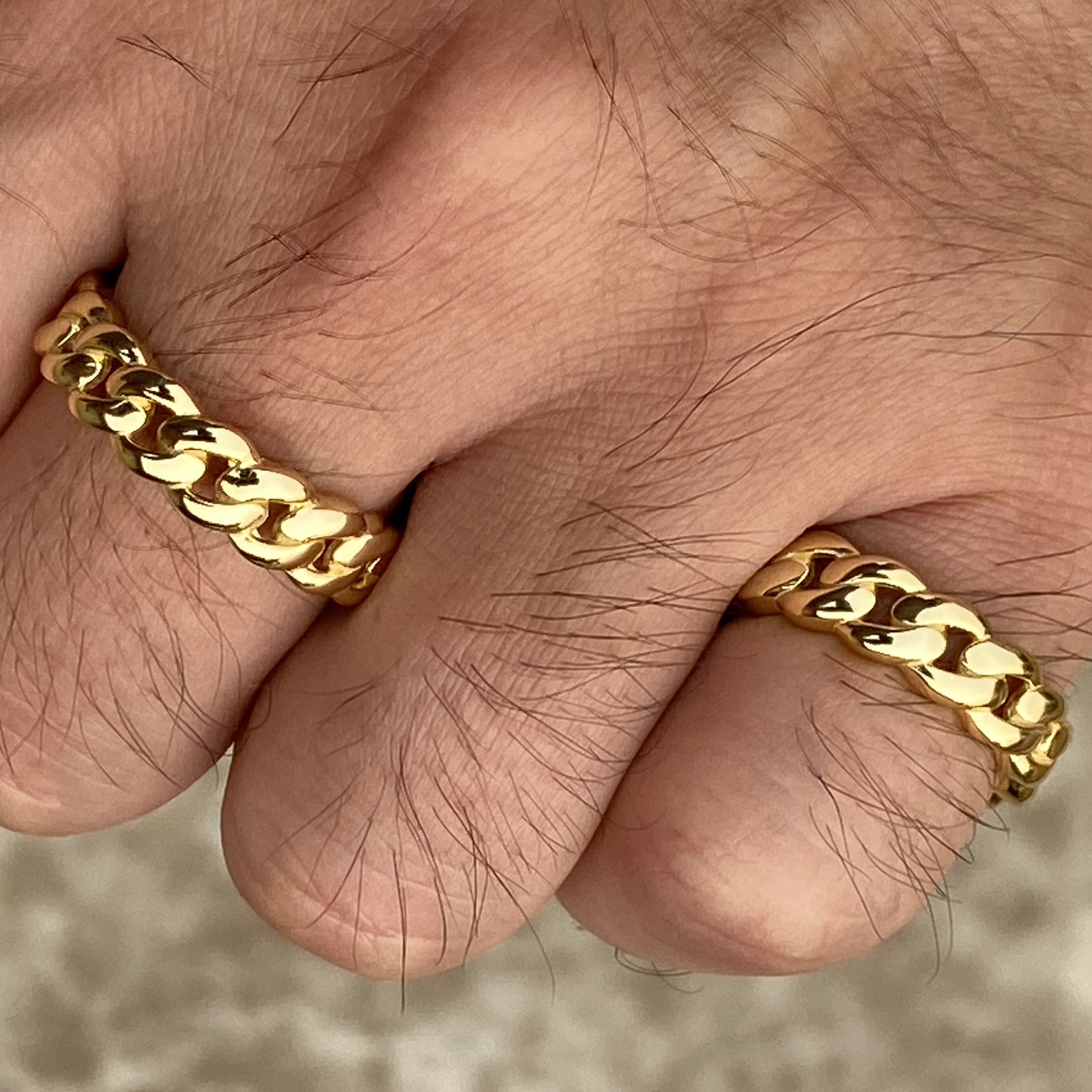 14K Gold Plated over Real 925 Sterling Silver Ring – Plain Miami Cuban Link, Sizes 6–13