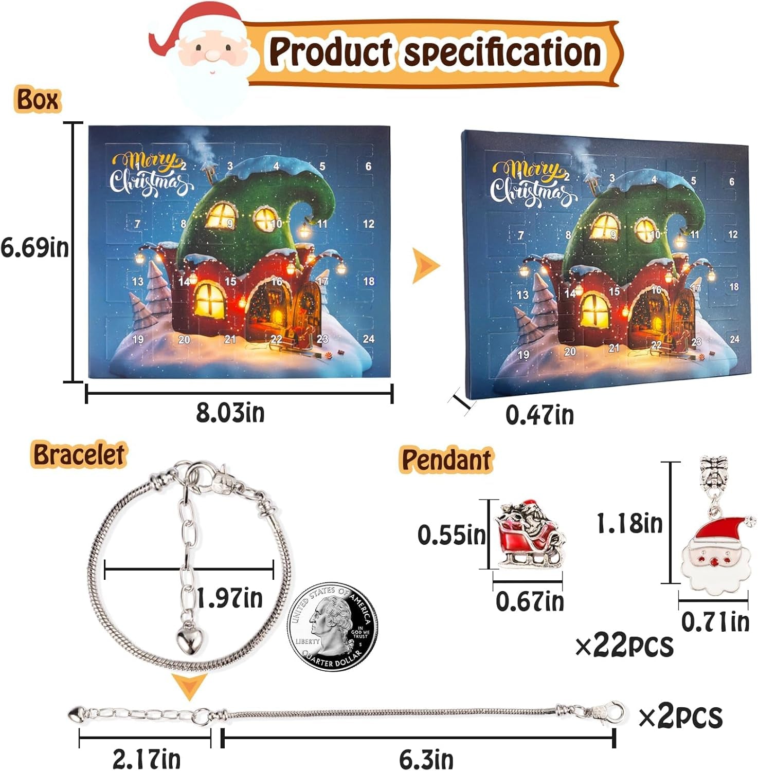 Christmas Advent Calendar Bracelets 2025 for Girls – 24 Days Xmas Countdown Kit