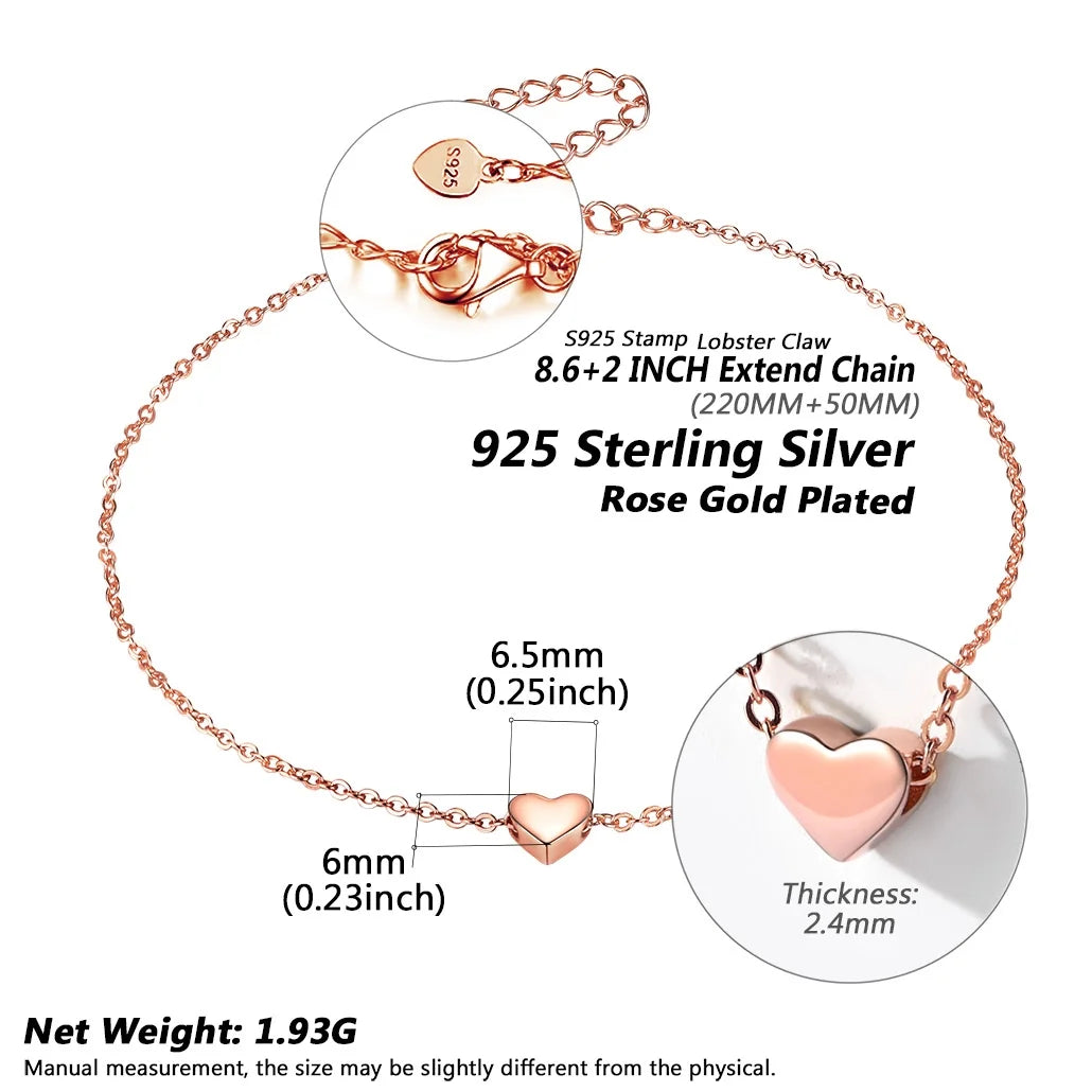 🌹 Rose Gold Plated Heart Anklet for Women