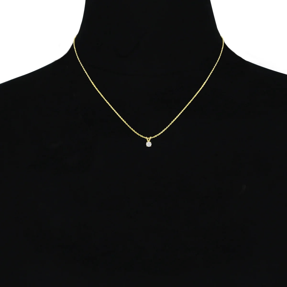 14K Yellow Gold 1/6 Ct Diamond Solitaire Necklace – 18" Women’s Pendant