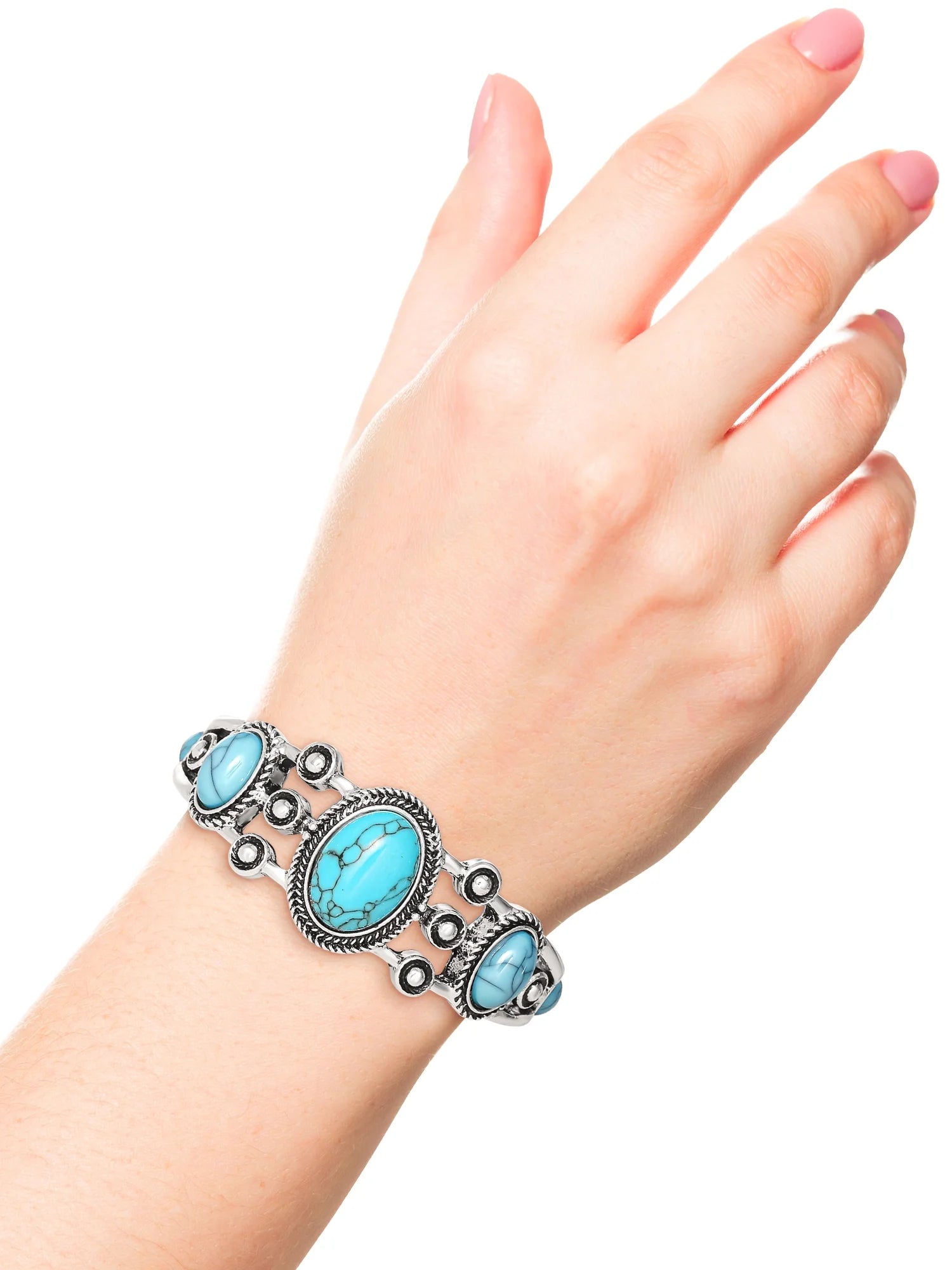 Faux Turquoise Stone Stretch Bracelet – Boho Chic Beaded Bracelet for Women & Teens